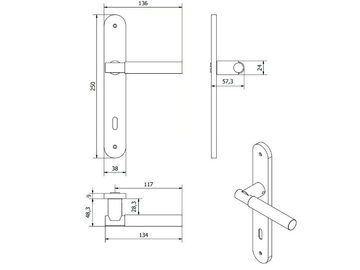 AKTUELL-PLACCA - Brass door handle on back plate by Fama International - view 3